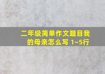 二年级简单作文题目我的母亲怎么写 1~5行